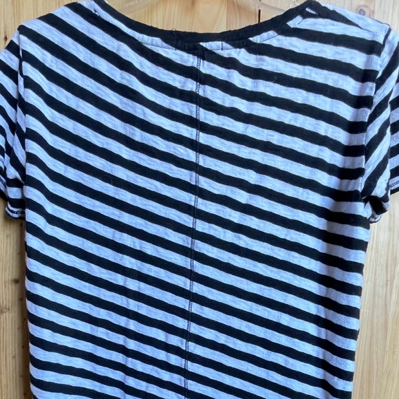 RAG & BONE Punk Rock Chic Black White Diagonal Stripes Striped Tee T-shirt XXS - Picture 5 of 10